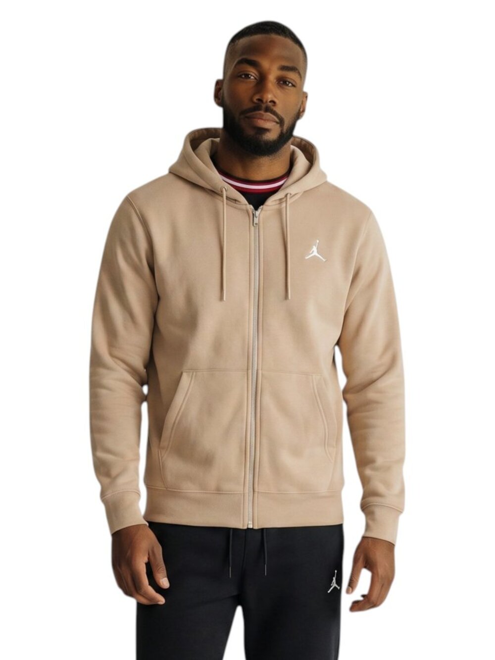 Jordan Zip Up Hoodie Mens Size L Brown Hemp Premium Fleece Sweatshirt NWT